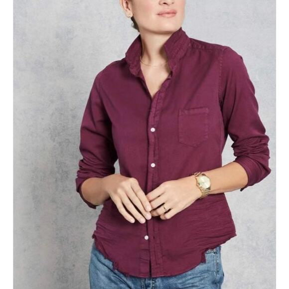 Frank & Eileen Barry Fitted Famous Denim Button Down Shirt XS Dark Purple - Picture 1 of 6